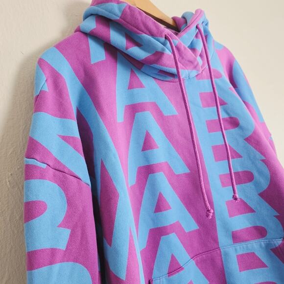NEW Marc Jacobs Monogram Jumbo Logo Purple and Blue Graphic Oversized Hoodie - Picture 7 of 14